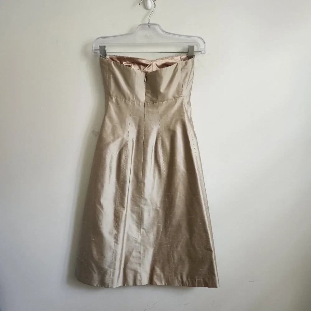 JENNY YOO | silk dress strapless Champagne Gold sz 0 - Picture 4 of 7